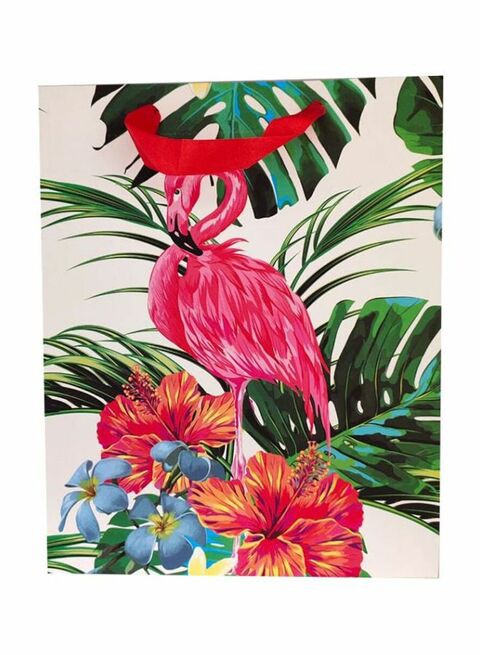 East Lady Flamingo Printed Gift Bag White/Pink/Green