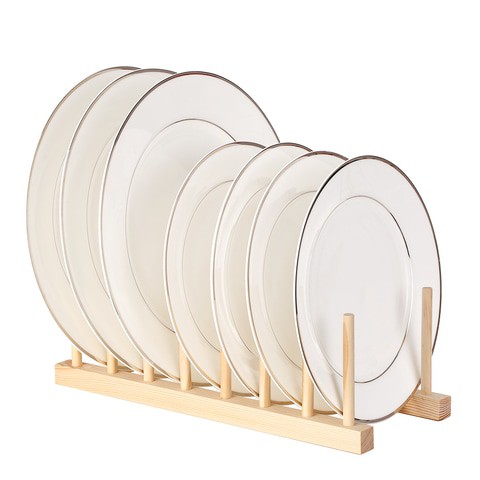 Decdeal - Multi-purpose Wooden Dish Rack Dishes Drying Drainer Storage Stand Holder Kitchen Cabinet Organizer for Dish/Plate/Bowl/Cup/Pot Lid/Book