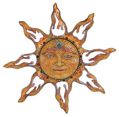 George S. Chen Imports Ss-G-63047 Polyresin Yellow Mosaic Face Sun Wall Plaque Decoration, 11&quot;