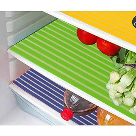 Kuber Industries Lining Design PVC 6 Piece Refrigerator Drawer Mat Set - Multicolour