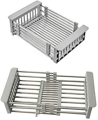 Generic Meetion Expandable Dish Drying Rack Over Sink Stainless Steel Adjustable Dish Basket Drainer Functional Kitchen Sink Organizer