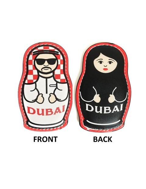 Caravaan - Trendy Magnet, Dubai couple design, Featuring Man one side and Lady the other. Super smooth touch PU fabric.  Size: 7.5cm