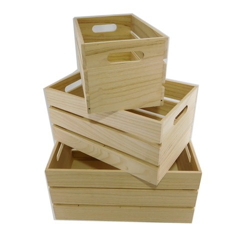 Feelings 3pcs Wooden Storage Crate Box Set