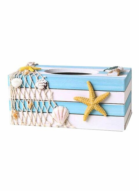 East Lady Wooden Tissue Box Blue/White-23.5X12X10Cm Blue 23.5x12x10cm