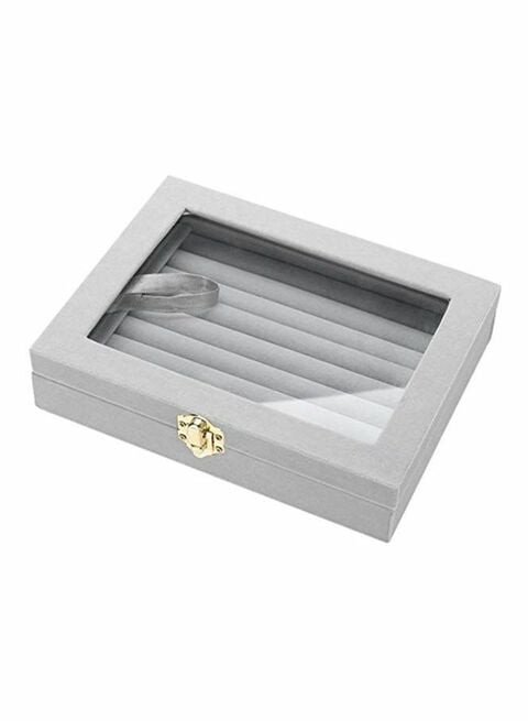 East Lady Jewellery Box With Transparent Lid Grey