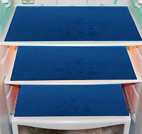 Kuber Industries Circle Design 3 Piece PVC Refrigerator Drawer Mat Set - 19&quot;x13&quot;, Blue