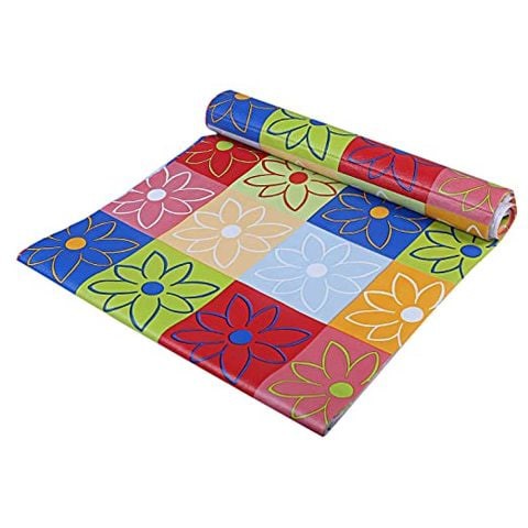 Kuber Industries Checkered PVC Wardrobe Kitchen Drawer Shelf Mat - Multicolour, 10M Roll (CTKTC05462)