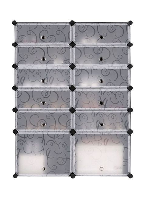 Generic - 12 Cells Multifunctional Deatchable Storage Cabinet Clear/Black 4 to 6feet