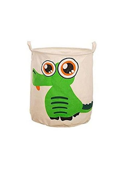 MissTiara Large Cartoon Foldable Cotton Linen Laundry Hamper With Handles Laundry Basket Toys Organiser Clothes Holder Green