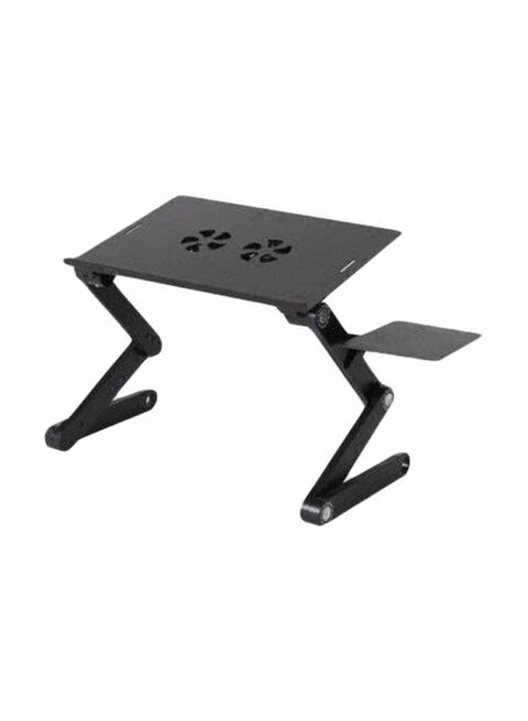 Generic Foldable Laptop Stand With Cooling Fan Holes Black