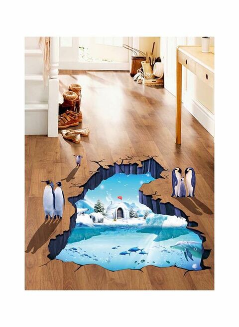 Qiaokai 3D Polar Glacier Pattern Removable Wall Sticker Multicolour 90 X 60cm