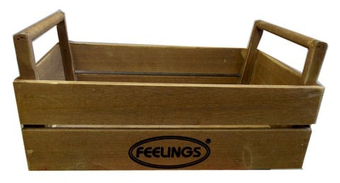 Feelings Wooden Storage Crate with Handle Box Large