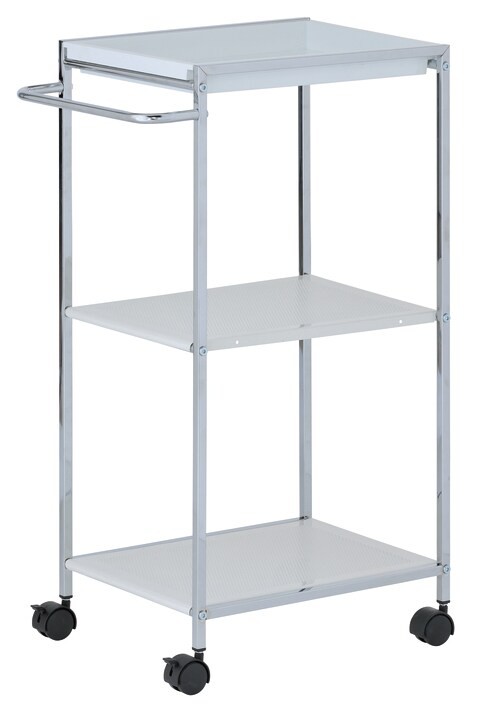 Zenments, 2-Metal Shelf and 1-PP Tray Trolley, Chrome, 46.5Wx31Dx76H cm, HTC-ZEN-269