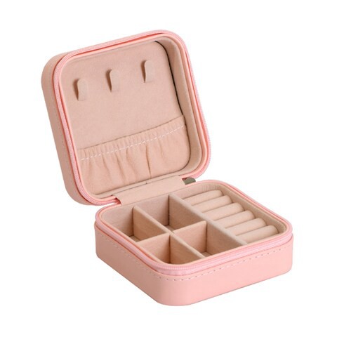 Anself-Small Portable Travel Jewelry Box Organizer Storage Case for Rings Earrings Necklaces