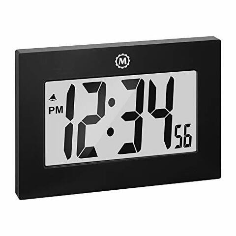 Marathon Large Digital Wall Clock With Fold-Out Table Stand. Size Is 9 Inches With Big 3.25 Inch Digits - Batteries Included - Cl030064Bk (Black)