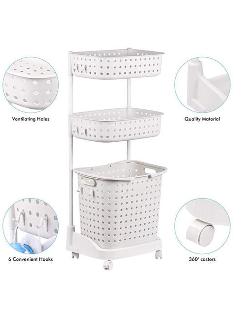 Generic 3-Tier Laundry Basket Beige 39.37 X 17.12Inch