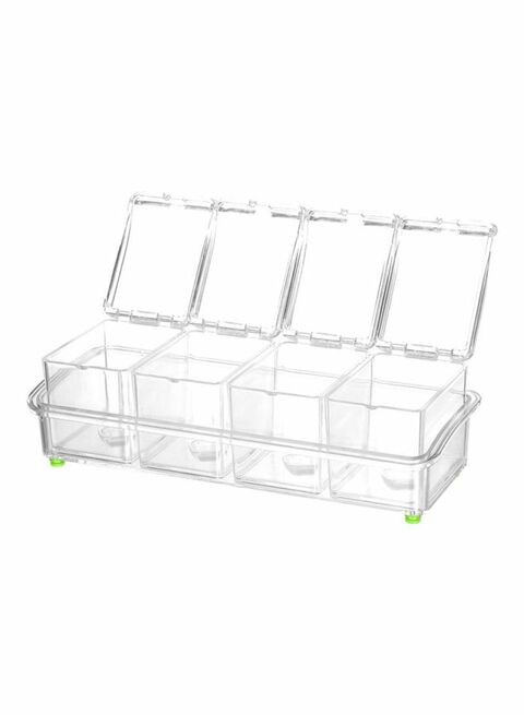 Generic - Set Of 4 Seasoning Storage Box With Spoon Clear 26X8.5X10.5Centimeter