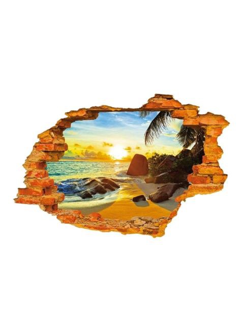 Homeyan 3D Beach Sunshine Wall Sticker Brown/Blue/Yellow 60X90cm