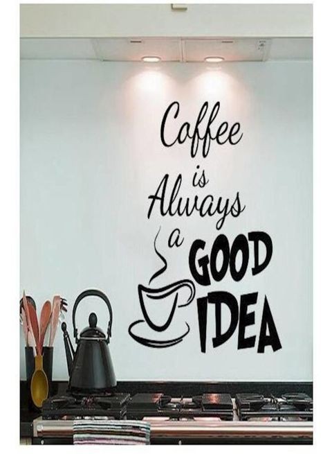 Generic 35X40Cm Coffee Is Always A Good Idea Removable Pvc Wall Decals Vinyl Stickers Home Decoration Diy Pvc Wall Art Living Room Kitchen Wall Sticker 35X40cm