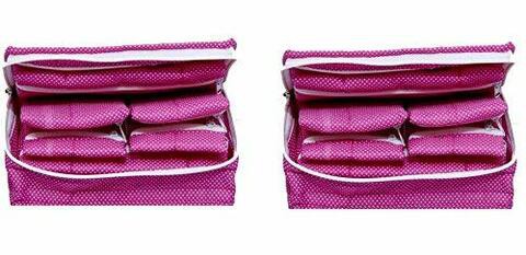 Kuber Industries 2 Pieces Cotton Jewellery Kit Set, Pink