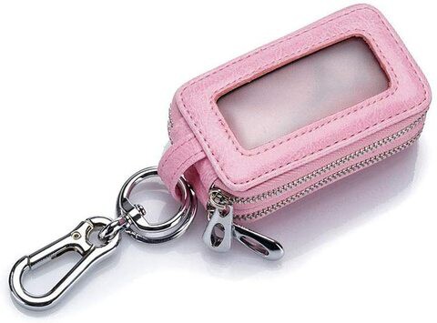 Jj-Boutique Two-Sides Mini Leather Car Key Case, Key Holder Key Organizer Wallet (Pink)