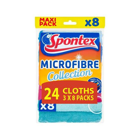 Spontex Microfibre Multi-Purpose Cloths - Pack of 8 x 3