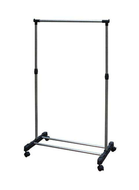 Stainless Steel Garment Rack Silver/Black 160x42x78centimeter