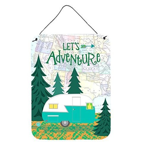 Caroline&#39;s Treasures Vha3003Ds1216 Let&#39;s Adventure Glamping Trailer Wall Or Door Hanging Prints, 12X16, Multicolor