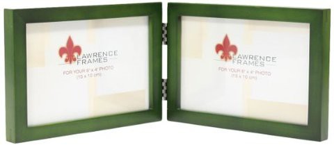 Lawrence Frames Collection Hinged Double Horizontal Wood Picture Frame Gallery, 4 By 6-Inch, Green