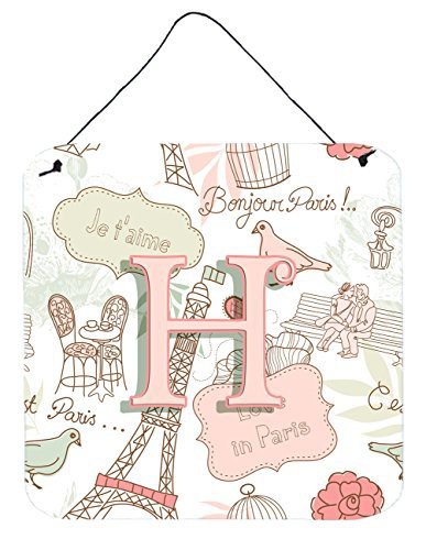 Caroline&#39;s Treasures Letter H Love In Paris Pink Wall Or Door Hanging Prints, 6 X 6