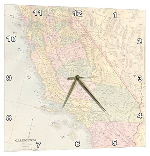 3Drose Vintage California Map Usa - Wall Clock, 15 By 15-Inch (Dpp_178844_3)