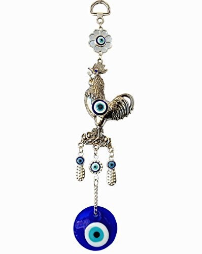 Betterdecor Blue Evil Eye With Rooster Hanging For Protection (With A Pouch)-069