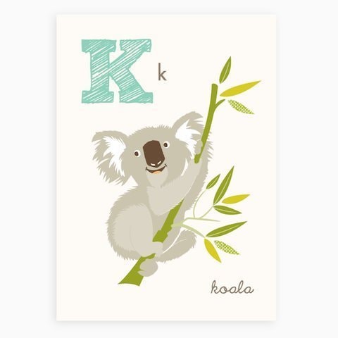 Sea Urchin Studio - K Is For Koala - Abc Alphabet Wall Art For Kids