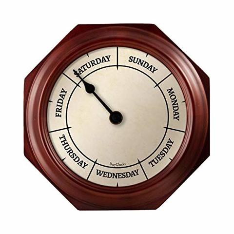 Dayclocks Classic Day Clock - Day Of The Week Clock - Fun Retirement Gift - Mahogany Wall Clock