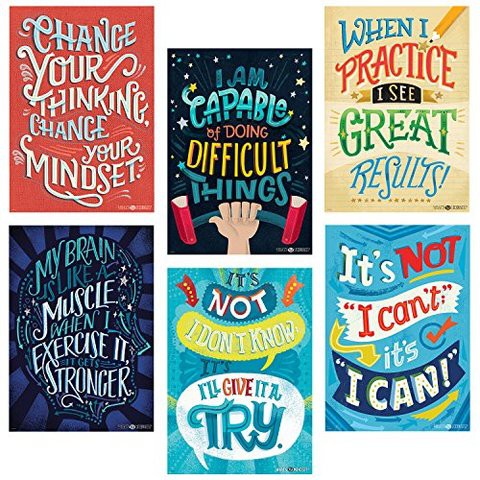 Creative Teaching Press Positive Mindset Poster Pack (Accent Classrooms, Walls, Hallways, Displays, Learning Spaces And More), Original Version (5692)