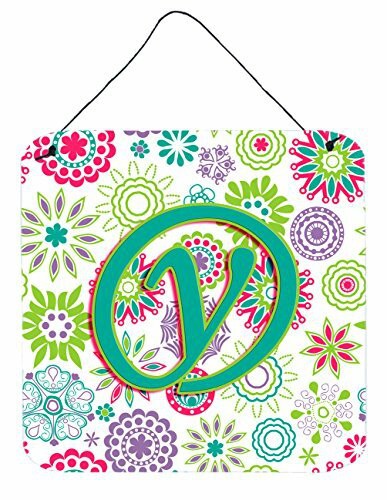 Caroline&#39;s Treasures Cj2011-Yds66 Letter Y Flowers Pink Teal Green Initial Wall Or Door Hanging Prints, 6X6, Multicolor