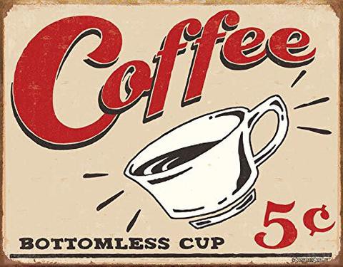 Desperate Enterprises Schonberg - Coffee 5 Cents Tin Sign, 16&quot; W X 12.5&quot; H