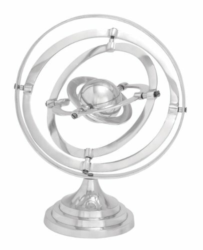 Deco 79 28336 Aluminum Armillary With 12-Inch Nautical Maritime Decor, 15-Inch