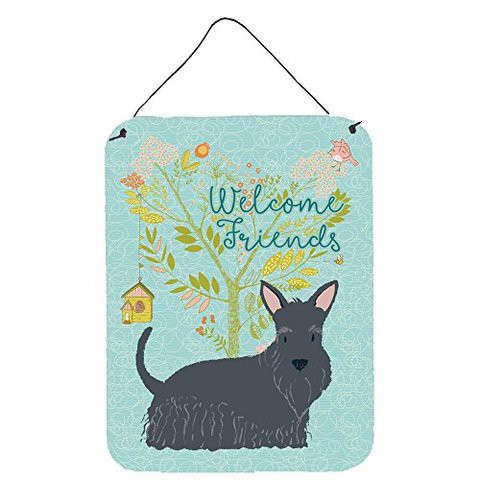 Caroline&#39;s Treasures Bb7616Ds1216 Welcome Friends Scottish Terrier Wall Or Door Hanging Prints, 12X16, Multicolor