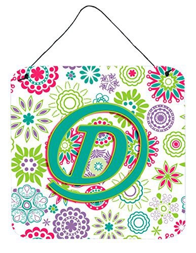 Caroline&#39;s Treasures Cj2011-Dds66 Letter D Flowers Pink Teal Green Initial Wall Or Door Hanging Prints, 6X6, Multicolor