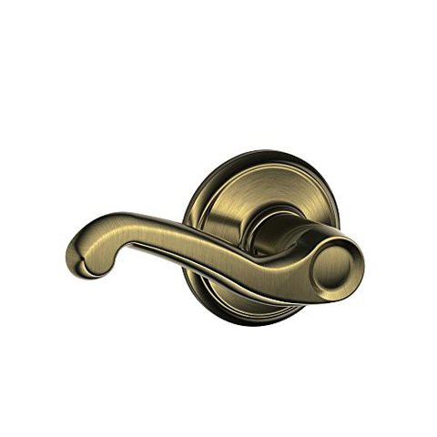 Schlage F10Fla609 Flair F10 Drop Wave Door Lever Lock, Solid, Antique Brass