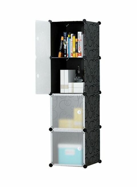 4-Cube Detachable Storage Cabinet Black/White 39x37x147cm