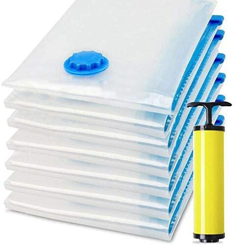 Generic Vacuum Space Saver Reusable Sealer Storage Bags 70X100Cm, Pack Of 7, With Suction Pump