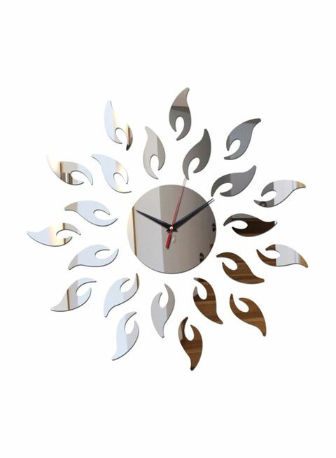 Sharpdo Mirror Style Clock Wall Sticker Silver 50X50cm