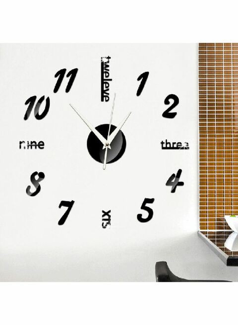 Ehome Diy Large 3D Mirror Surface Wall Clock Sticker Black 10X10cm