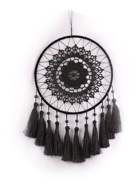 Generic - Handmade Big Flowing Lace Dream Catcher Black