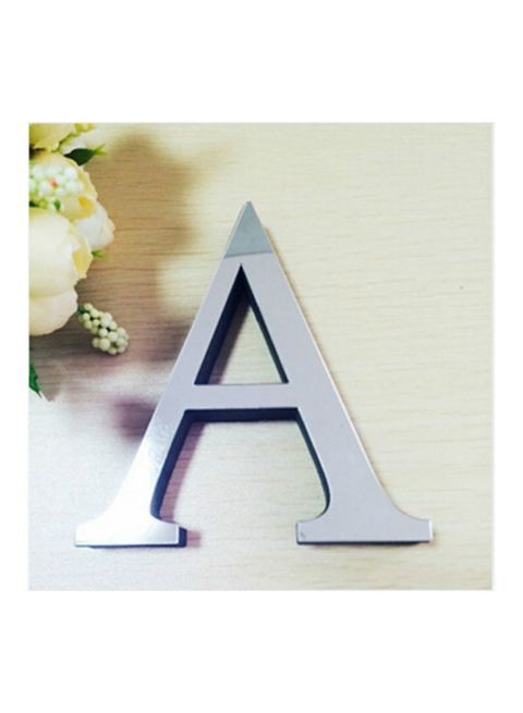 Generic 3D A Letter Mirror Wall Sticker Silver 20X5X10cm