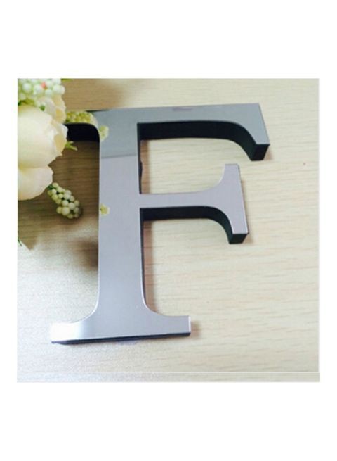 Generic 2-Piece 3D Mirror English Letter F Wall Sticker Set Silver 20 X 5 X 10cm