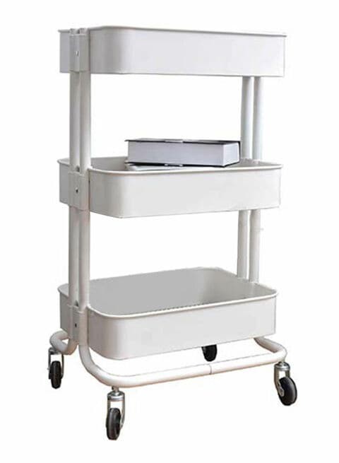 Four Wheels 3 Tier Rolling Cart White 79x45centimeter