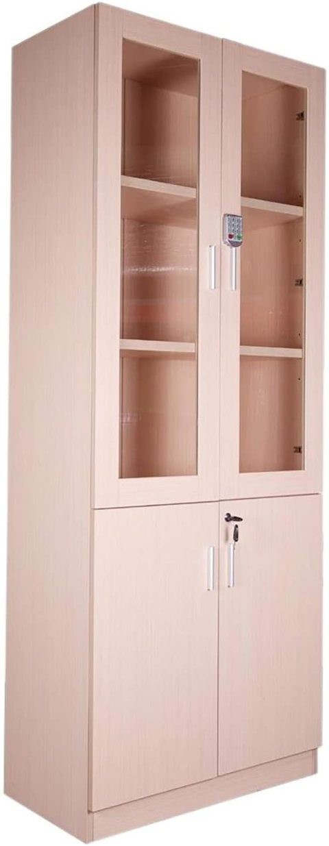 Mahmayi Carre 1123 Full Height Bookshelf with Digital Lock - Oak - Tough and Secure Long Bookshelf with Digital Locking Mechanism and Shelved Compartments - 80cms x 40cms x 200cms